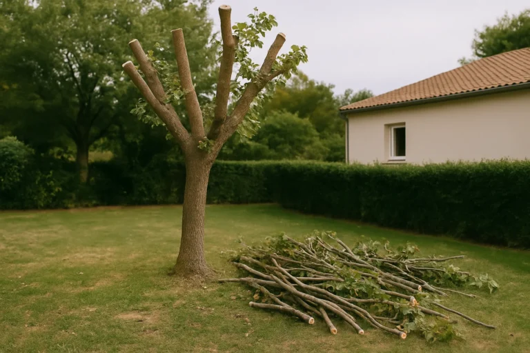 service d'elagage au mans dans le jardin d'un particulier