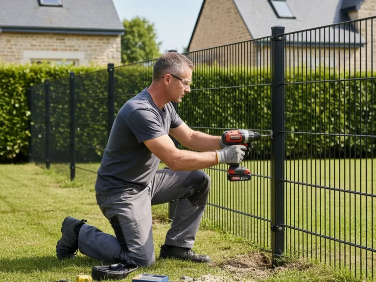 POSE DE CLÔTURE JARDIN en cours - Elagage Le Mans